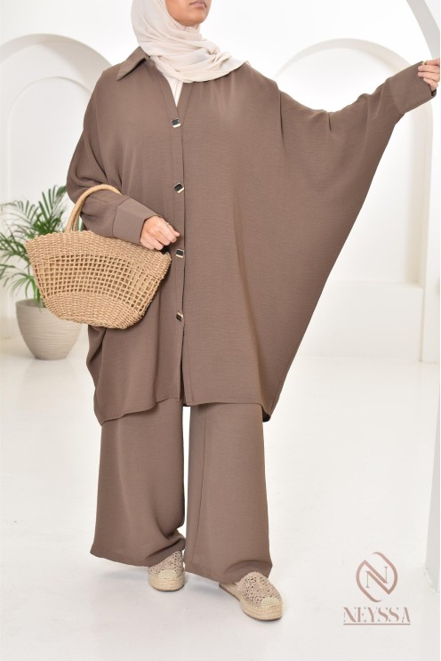 Ensemble 2 pièces : tuniques manches papillon et palazzo, tenue hyper fluide