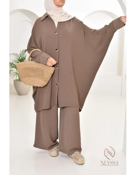 Ensemble 2 pièces : tuniques manches papillon et palazzo, tenue hyper fluide