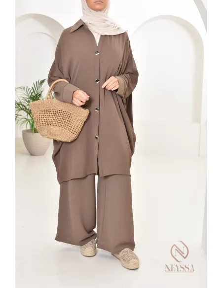 Ensemble 2 pièces : tuniques manches papillon et palazzo, tenue hyper fluide