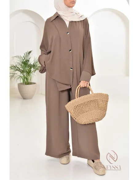 Ensemble 2 pièces : tuniques manches papillon et palazzo, tenue hyper fluide