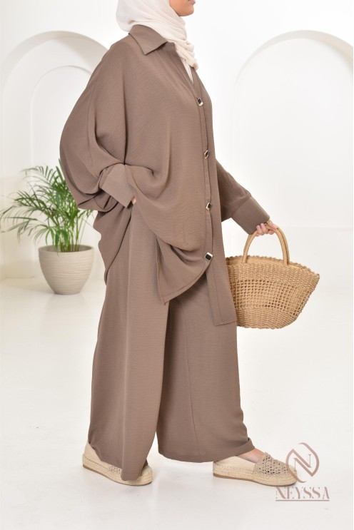 Ensemble 2 pièces : tuniques manches papillon et palazzo, tenue hyper fluide