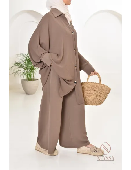 Ensemble 2 pièces : tuniques manches papillon et palazzo, tenue hyper fluide