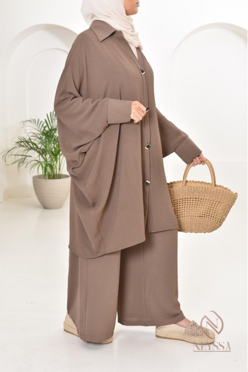 Ensemble 2 pièces : tuniques manches papillon et palazzo, tenue hyper fluide