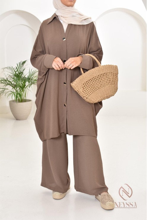Ensemble 2 pièces : tuniques manches papillon et palazzo, tenue hyper fluide