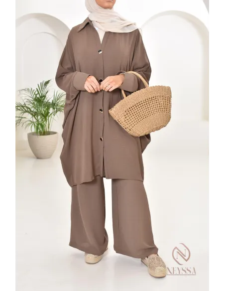 Ensemble 2 pièces : tuniques manches papillon et palazzo, tenue hyper fluide