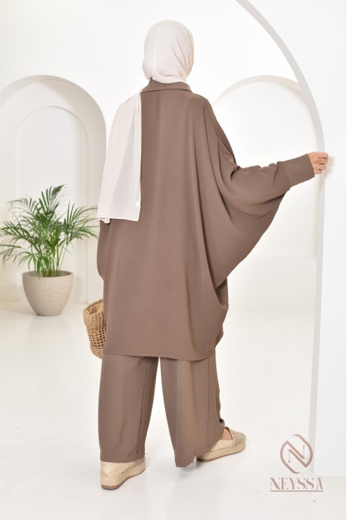 Ensemble 2 pièces : tuniques manches papillon et palazzo, tenue hyper fluide