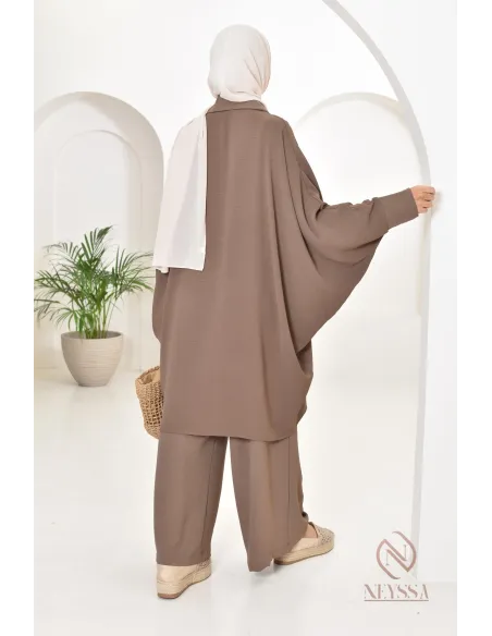 Ensemble 2 pièces : tuniques manches papillon et palazzo, tenue hyper fluide