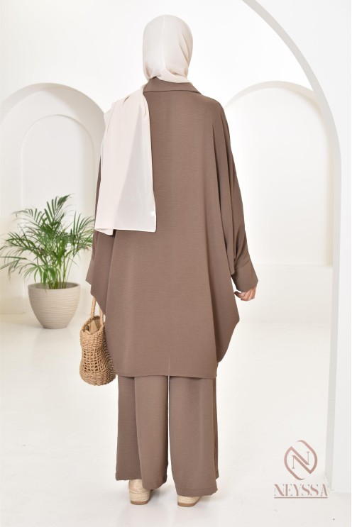 Ensemble 2 pièces : tuniques manches papillon et palazzo, tenue hyper fluide