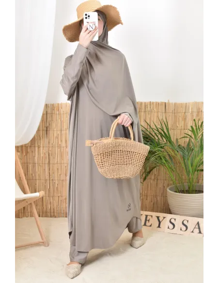 Burkini Jilbab de bain coupe papillon, Khimar abaya pantalon, hijabi