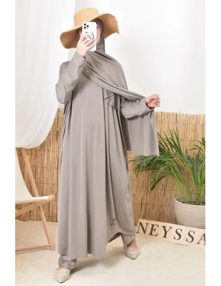 Burkini Jilbab de bain coupe papillon, Khimar abaya pantalon, hijabi