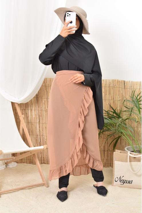 Jupe Paréo à nouer en mousseline, accessoire pour burkini femme voilée