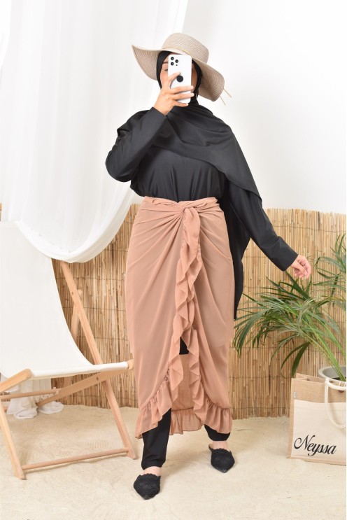 Jupe Paréo à nouer en mousseline, accessoire pour burkini femme voilée