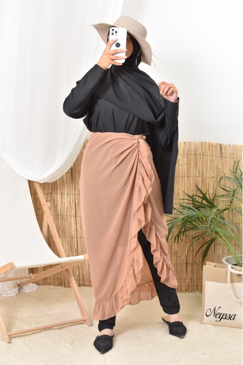 Jupe Paréo à nouer en mousseline, accessoire pour burkini femme voilée