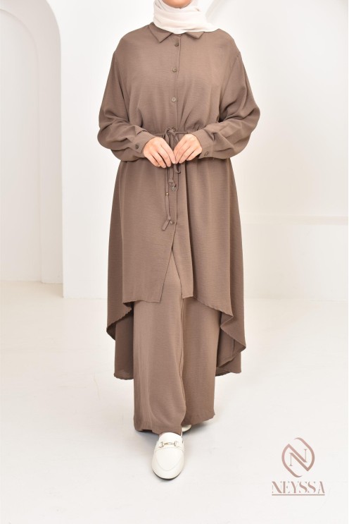 Long shirt tunic set with pants, in jazz, loose fit