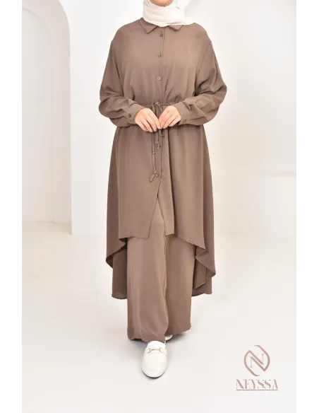 Long shirt tunic set with pants, in jazz, loose fit