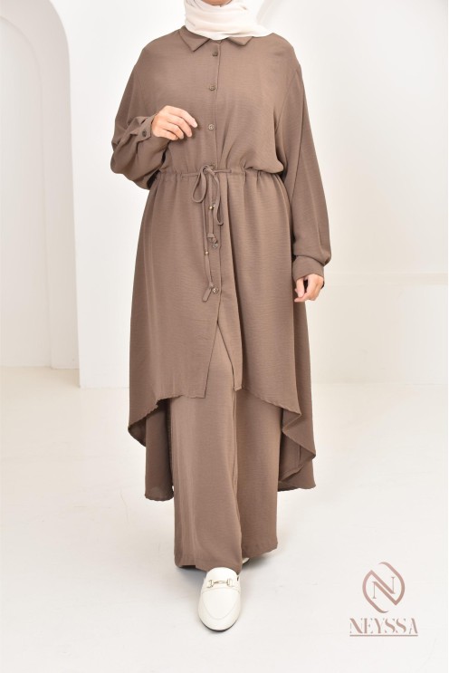 Long shirt tunic set with pants, in jazz, loose fit
