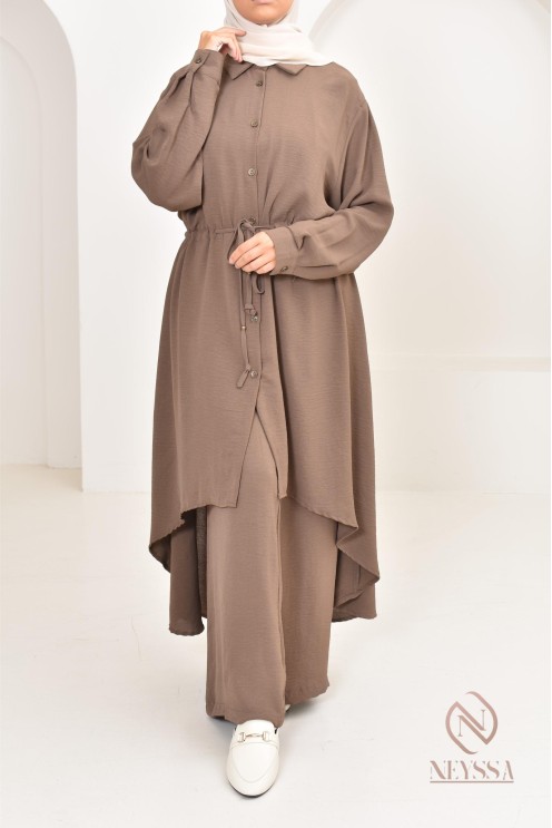 Long shirt tunic set with pants, in jazz, loose fit