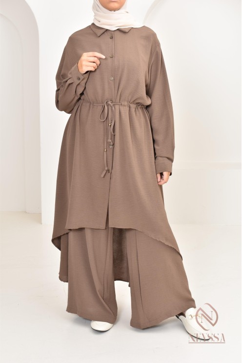 Long shirt tunic set with pants, in jazz, loose fit