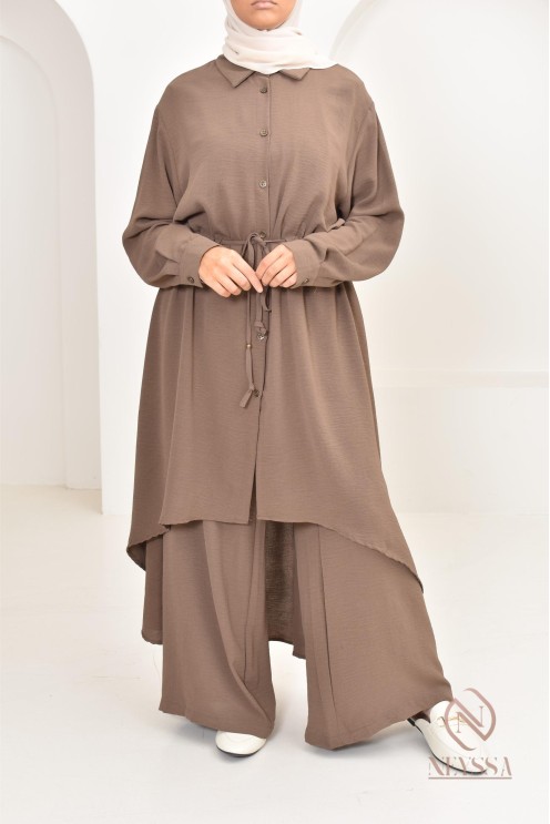 Long shirt tunic set with pants, in jazz, loose fit