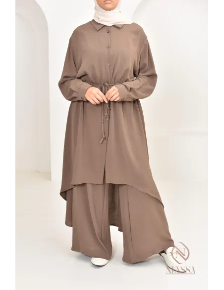 Long shirt tunic set with pants, in jazz, loose fit