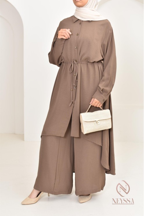 Long shirt tunic set with pants, in jazz, loose fit