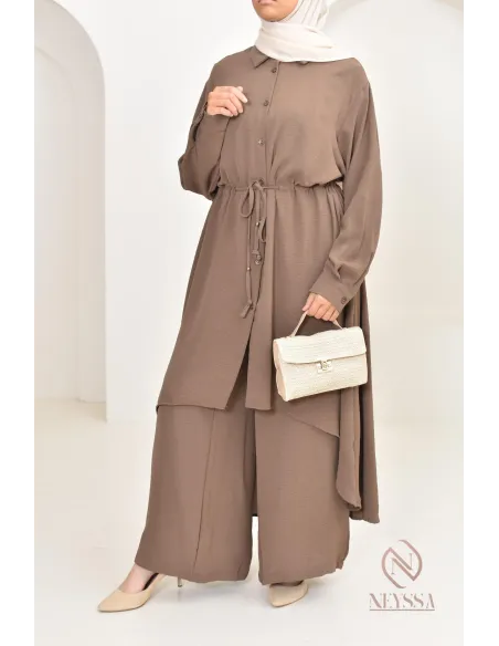 Long shirt tunic set with pants, in jazz, loose fit