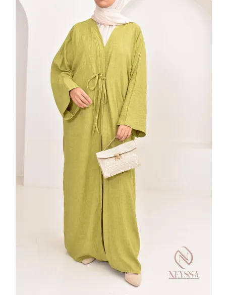ensemble 2 pièces kimono long avec pantalon élastique outfit hijabi