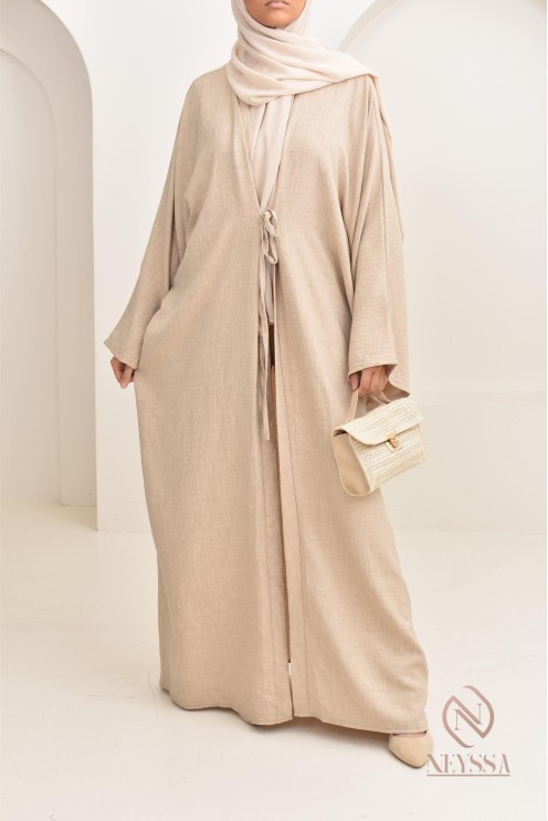 ensemble 2 pièces kimono long avec pantalon élastique outfit hijabi