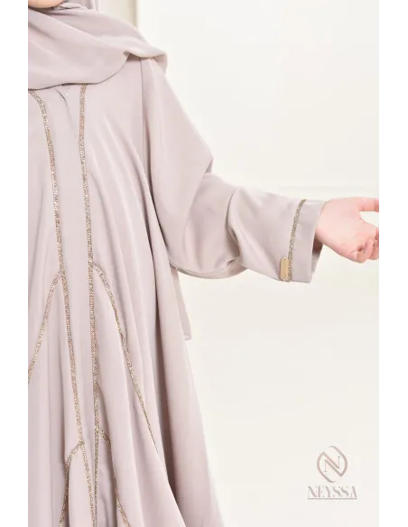 Abaya Dubaï nude pour petite  fille, tenue de l'Aïd 2024, idée cadeau