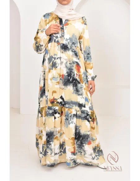 Robe bohème longue pour l'été 2024,  coupe modeste parfaite pour hijabi