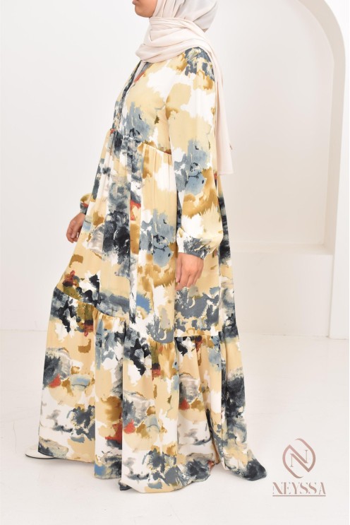 Robe bohème longue pour l'été 2024,  coupe modeste parfaite pour hijabi