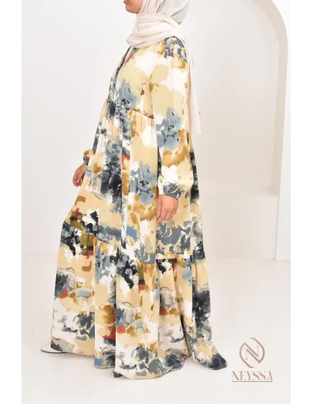 Robe bohème longue pour l'été 2024,  coupe modeste parfaite pour hijabi