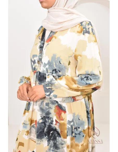 Robe bohème longue pour l'été 2024,  coupe modeste parfaite pour hijabi