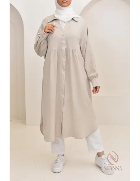 Jazz-effect long shirt, ideal for the approaching summer season