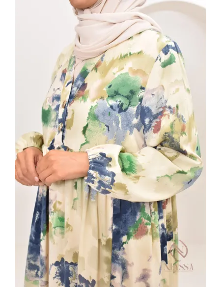 Longue robe bohème tendance été 2024, coupe modeste idéal femme voilée