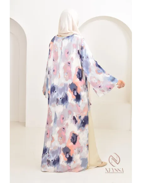 tunique longue asymétrique avec sous robe, tissu fluide léger été 2024