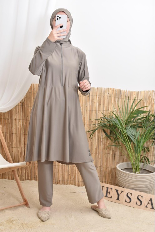 3-teiliger Badeburkini mit integrierter Kapuze aus strapazierfähigem, blickdichtem Material