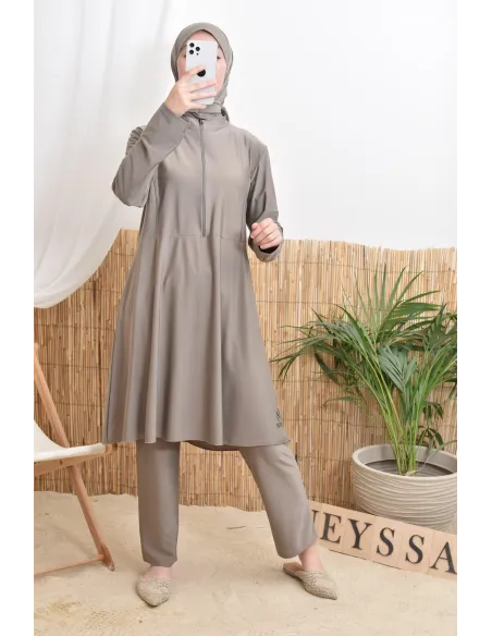 3-teiliger Badeburkini mit integrierter Kapuze aus strapazierfähigem, blickdichtem Material