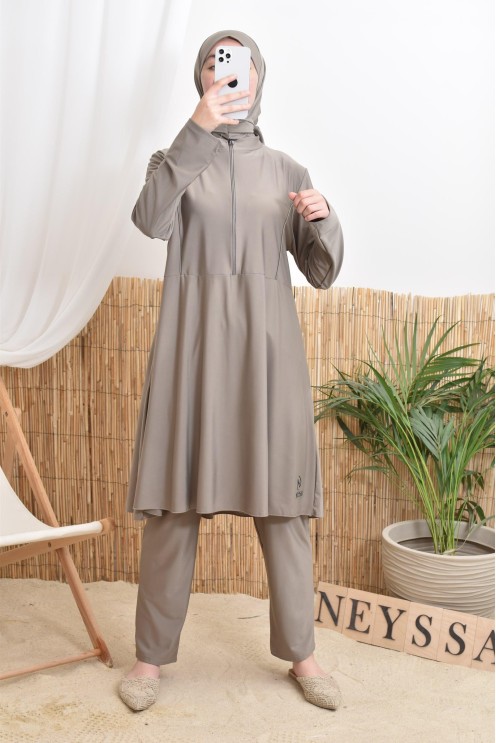 3-teiliger Badeburkini mit integrierter Kapuze aus strapazierfähigem, blickdichtem Material