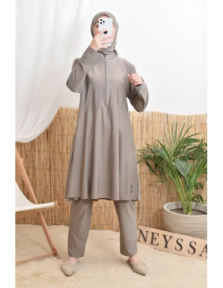 3-teiliger Badeburkini mit integrierter Kapuze aus strapazierfähigem, blickdichtem Material