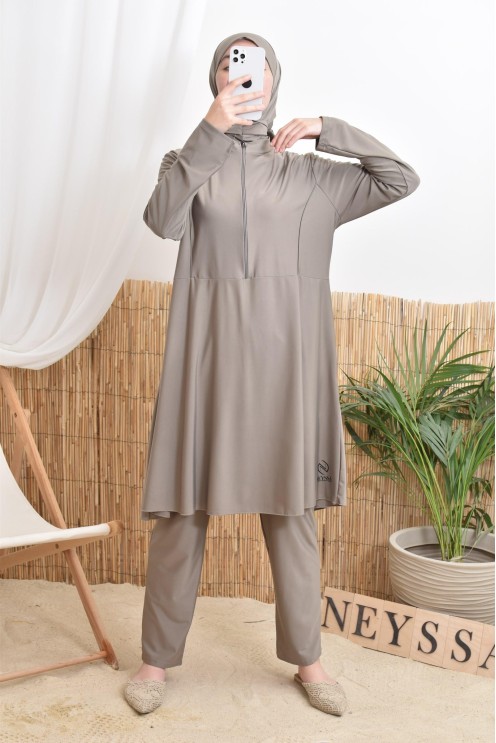 3-teiliger Badeburkini mit integrierter Kapuze aus strapazierfähigem, blickdichtem Material