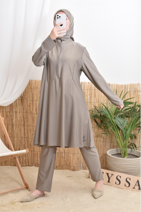 3-teiliger Badeburkini mit integrierter Kapuze aus strapazierfähigem, blickdichtem Material