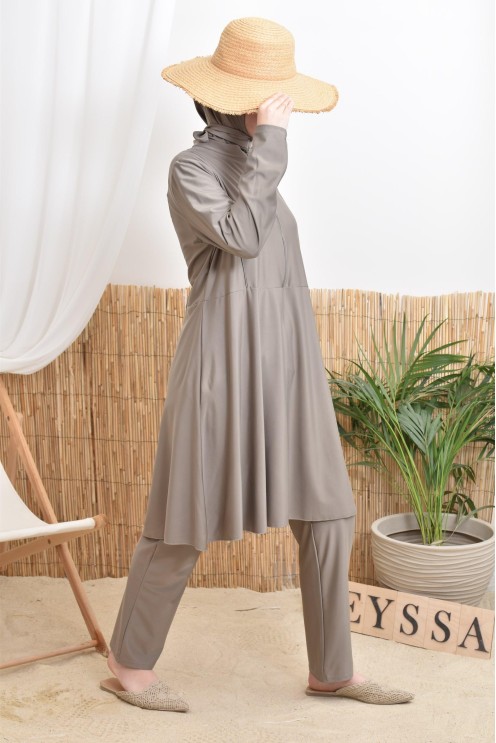 3-teiliger Badeburkini mit integrierter Kapuze aus strapazierfähigem, blickdichtem Material