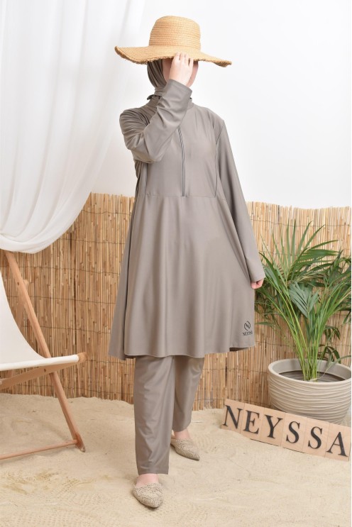 3-teiliger Badeburkini mit integrierter Kapuze aus strapazierfähigem, blickdichtem Material