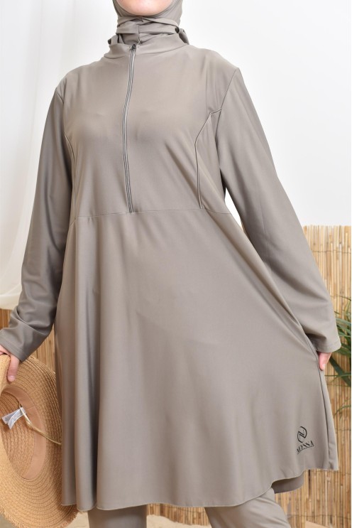 3-teiliger Badeburkini mit integrierter Kapuze aus strapazierfähigem, blickdichtem Material