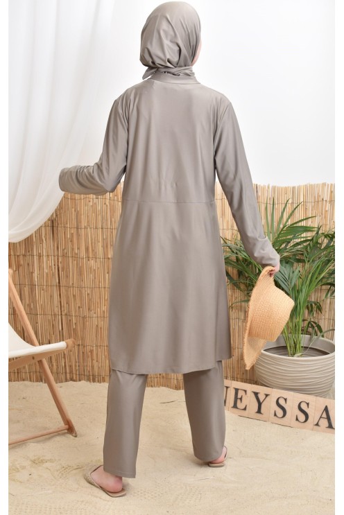 3-teiliger Badeburkini mit integrierter Kapuze aus strapazierfähigem, blickdichtem Material