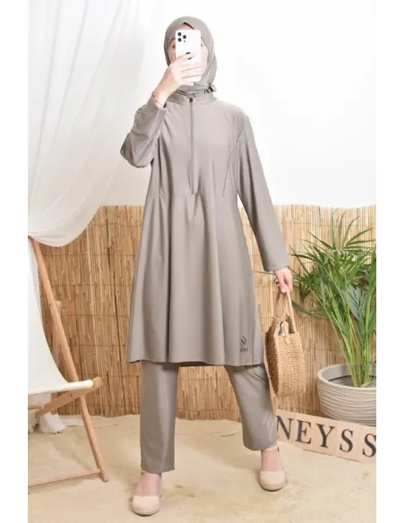 3-teiliger Badeburkini mit integrierter Kapuze aus strapazierfähigem, blickdichtem Material