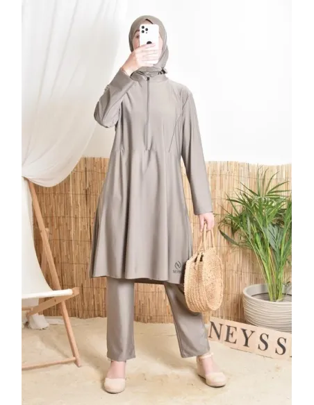 3-teiliger Badeburkini mit integrierter Kapuze aus strapazierfähigem, blickdichtem Material