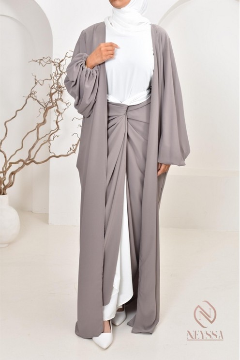 Ensemble 2 pièces abaya kimono long pour femmes voilées, outfit hijabi