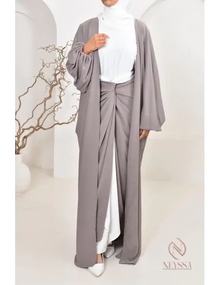 Ensemble 2 pièces abaya kimono long pour femmes voilées, outfit hijabi